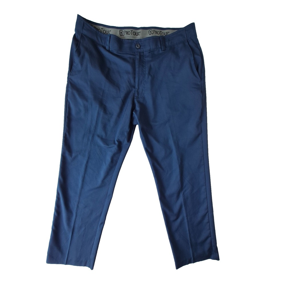 ProTour Golf Pants Men's 36x29 Blue Performance Stretch Flat Front‎ Casual